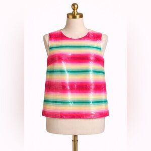 J.Crew Watermelon Stripe Sequin Sleeveless Top Size Small